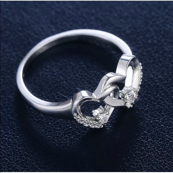 New! 925 Silver Double Hearts Ring! - Picture 2 of 10